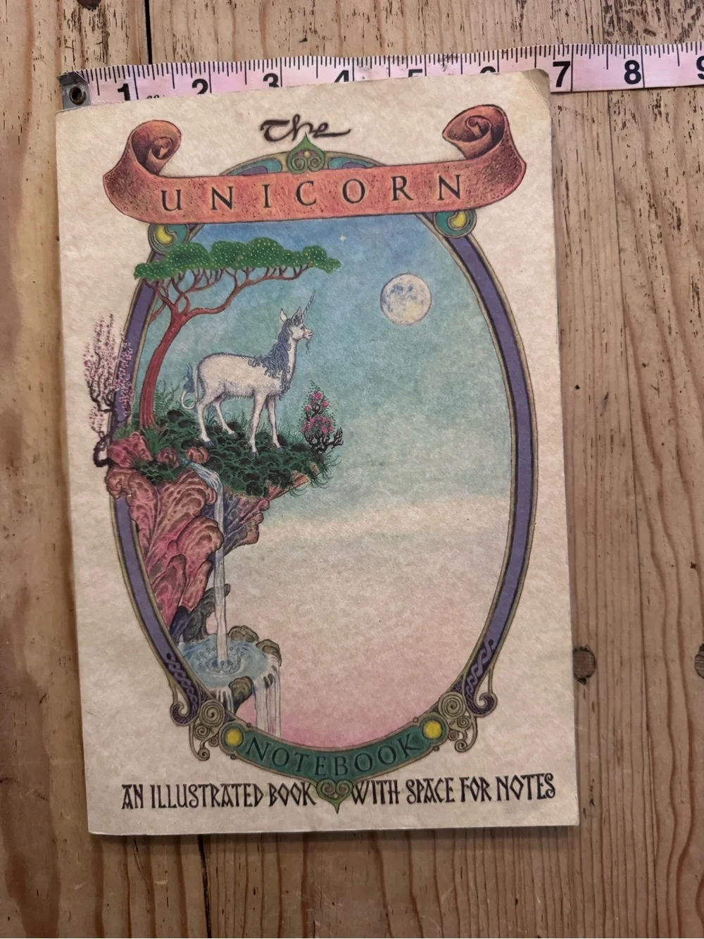 Vintage The Unicorn Illustrated Notebook - Pastel Rainbow Cover by Michael Green